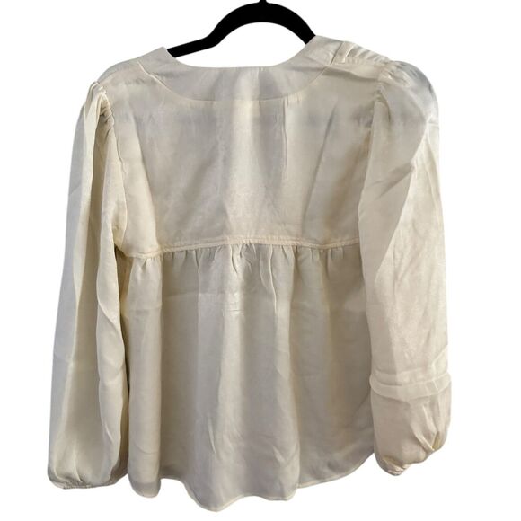 NWT Band Of The Free Cash Ivory Long Sleeve Satin Popover Blouse Size XS Boho - Picture 4 of 9